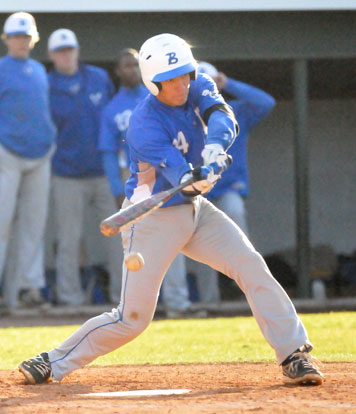 Brandan Warner takes a cut. (Photo by Kevin Nagle)