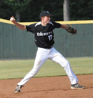 Jordan Gentry fires a throw to first after making a play at short. (Photo by Kevin Nagle)