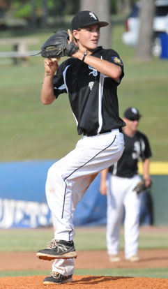 Nick Kehrees allowed two runs on six hits over six innings for the Sport Shop Sox. (Photo by Kevin Nagle)