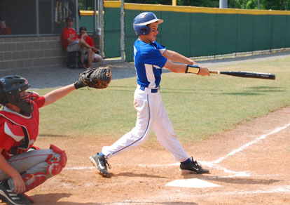 Cade Dupree follows through on a swing. 