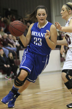 Aubree Allen (23) finished with 13 points and nine rebounds for Bryant. (Photo by Rick Nation)