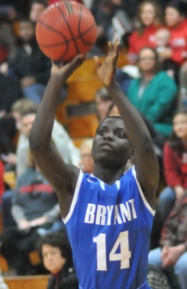 Caylin Allen releases a 3-point attempt. (Photo by Kevin Nagle)