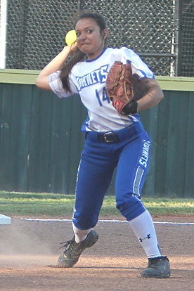 Tori Hernandez fires a throw to first. (Photo by Rick Nation)