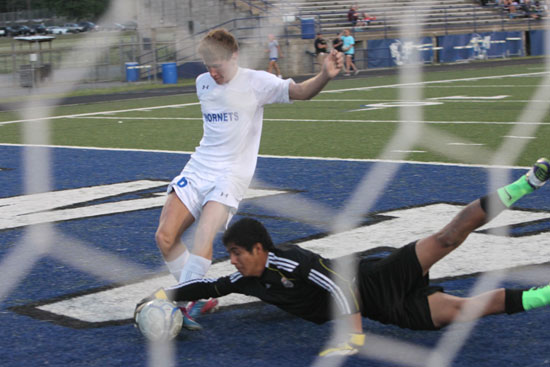 Corey Laisure draws a bead on the goal. (Photo by Rick Nation)