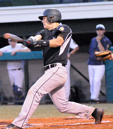 Brandan Warner's double was one of six extra base hits for Bryant Sunday. (Photo by Kevin Nagle)