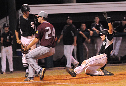 Trey Breeding scored on a wild pitch in the fifth inning. (Photo by Kevin Nagle)