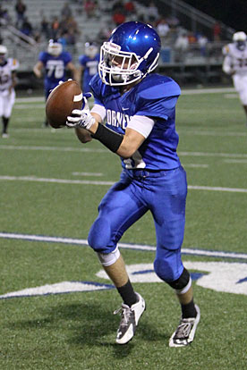 Cameron Vail hauls in the go-ahead touchdown pass behind the North Little Rock secondary. (Photo by Rick Nation)