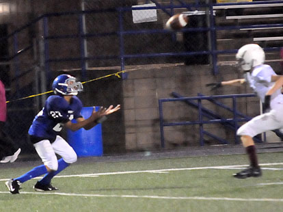 Andrew Hayes awaits a pass as a Benton defender approaches. (Photo by Kevin Nagle)