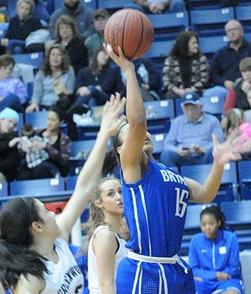 Emily Ridgell goes up for a shot inside. (Photo by Kevin Nagle)