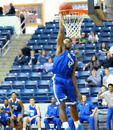 Lowell Washington puts the crowning touch on Bryant's 48-35 win. (Photo by Kevin Nagle)