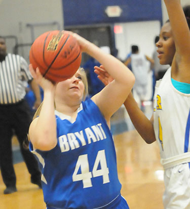 Stephanie Cullen (44) tries to find room for a shot. (Photo by Kevin Nagle)