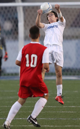 Jack Buck goes up for a header. (Photo by Rick Nation)