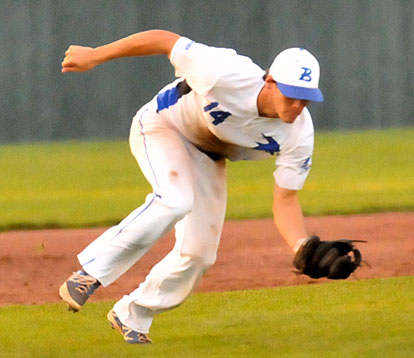 Brandan Warner makes a play at third. (Photo by Kevin Nagle)