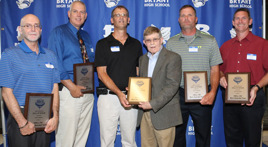 Members of the 1980-81 Bryant Hornets State basketball championship team. (Photo by Rick Nation)