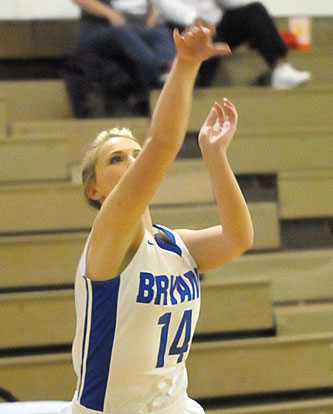 Riley Hill releases a jumper. (photo by Kevin Nagle)