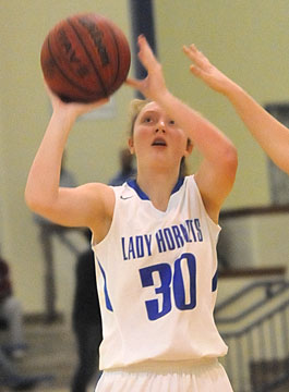 Allie Dugan eyes the basket. (Photo by Kevin Nagle)
