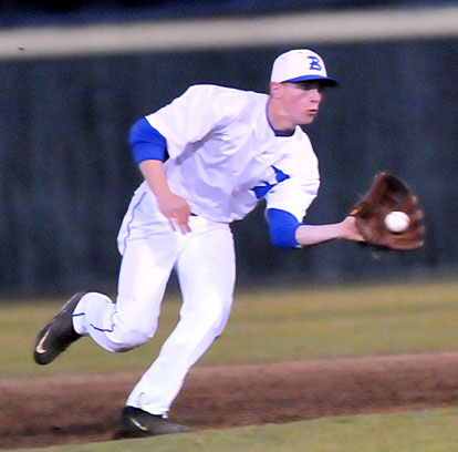 Jake East makes a play at shortstop. (Photo by Kevin Nagle)