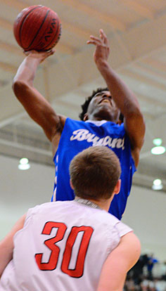 Braylon Steen rises above a Cabot defender for a shot. (Photo by Scott Head, Echo Arkansas Photography)