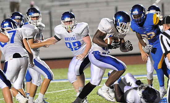 Ahmad Adams powers in for the winning touchdown in overtime. (Photo by Kevin Nagle)