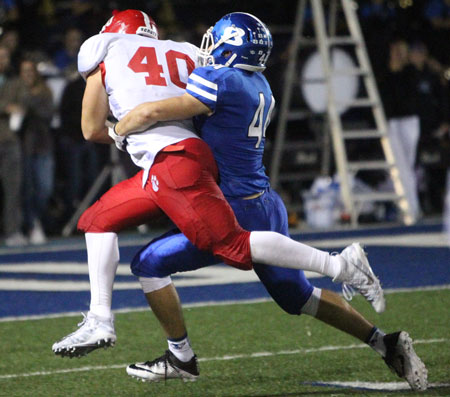 Nathan Mayes tracks down Cabot's Easton Seidl to end Friday night's game. (Photo by Rick Nation)
