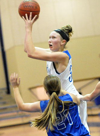 McKenzie Muse fires a shot over a Lakeside defender. (Photo by Kevin Nagle)